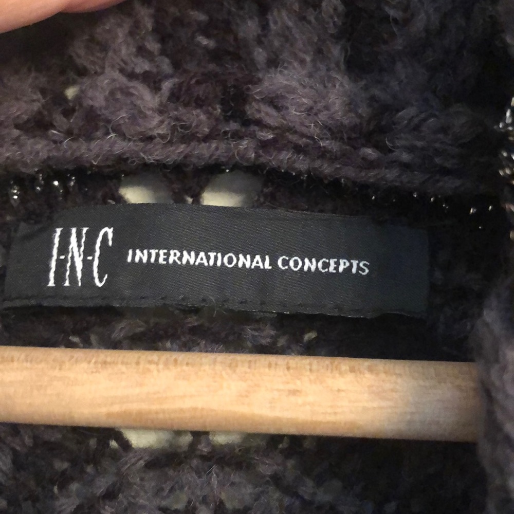 Inc Black Gray Silver Patterned Sweater Large - image 3